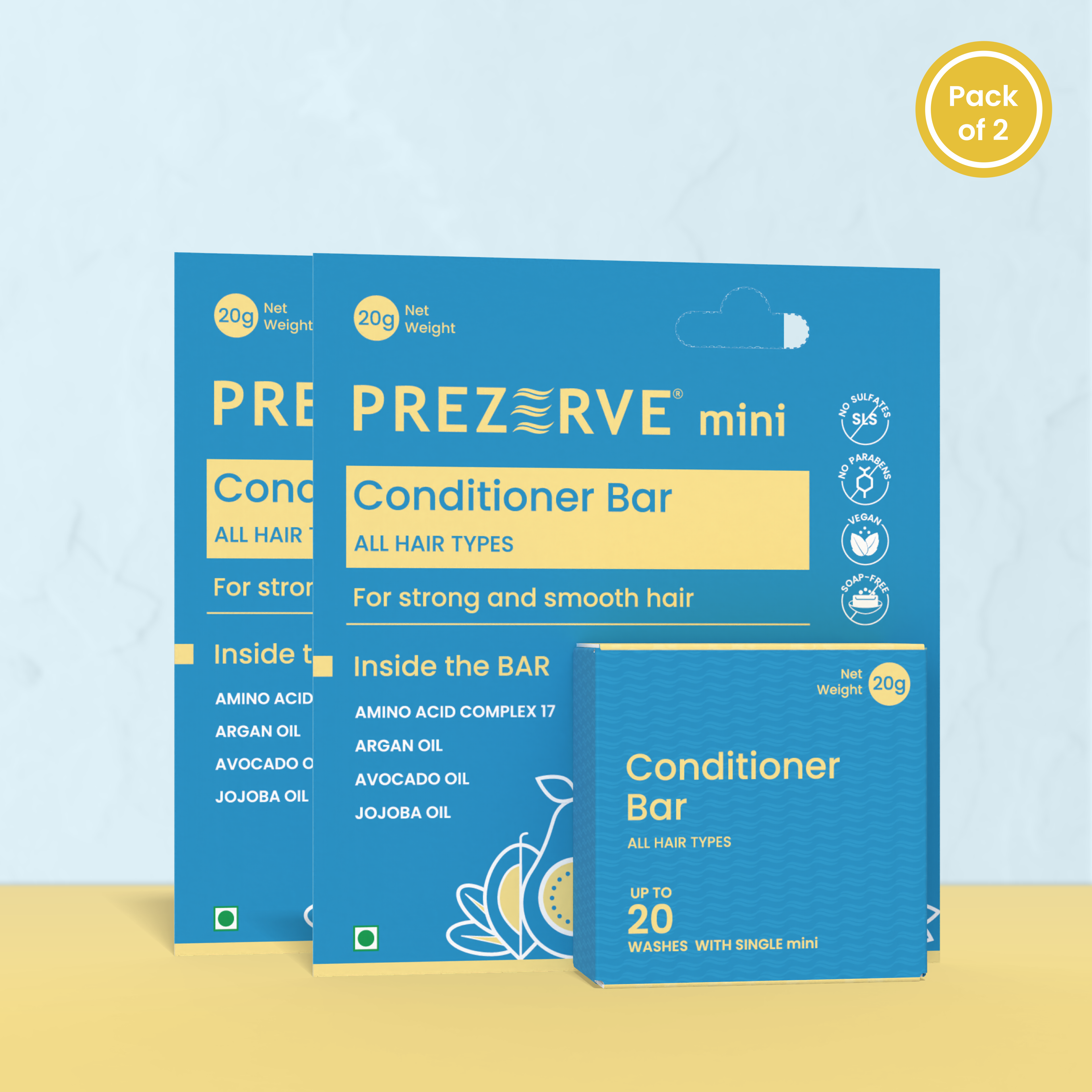 Prezerve Bestseller Mini Conditioner Bar - Travel Friendly (Pack of 2)